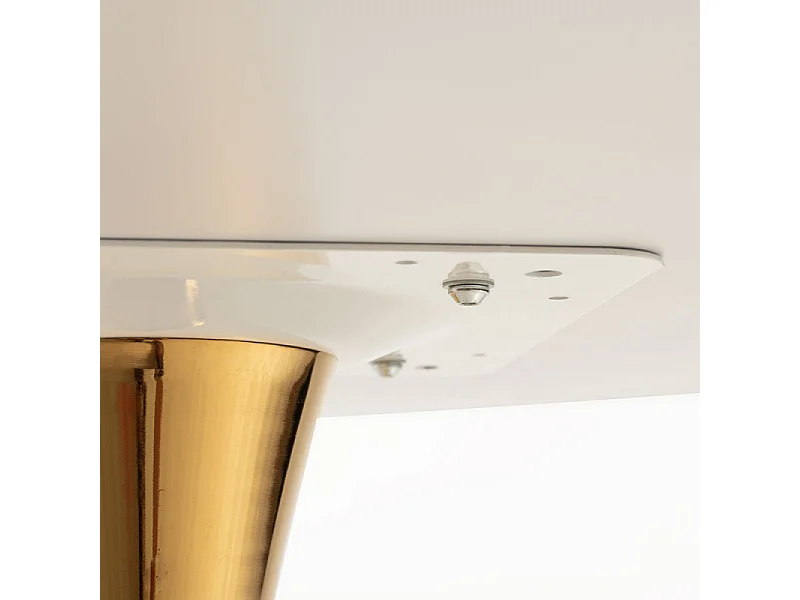 Mesa redonda moderna de madera blanca y pie de metal dorado Tulipa 80 cm