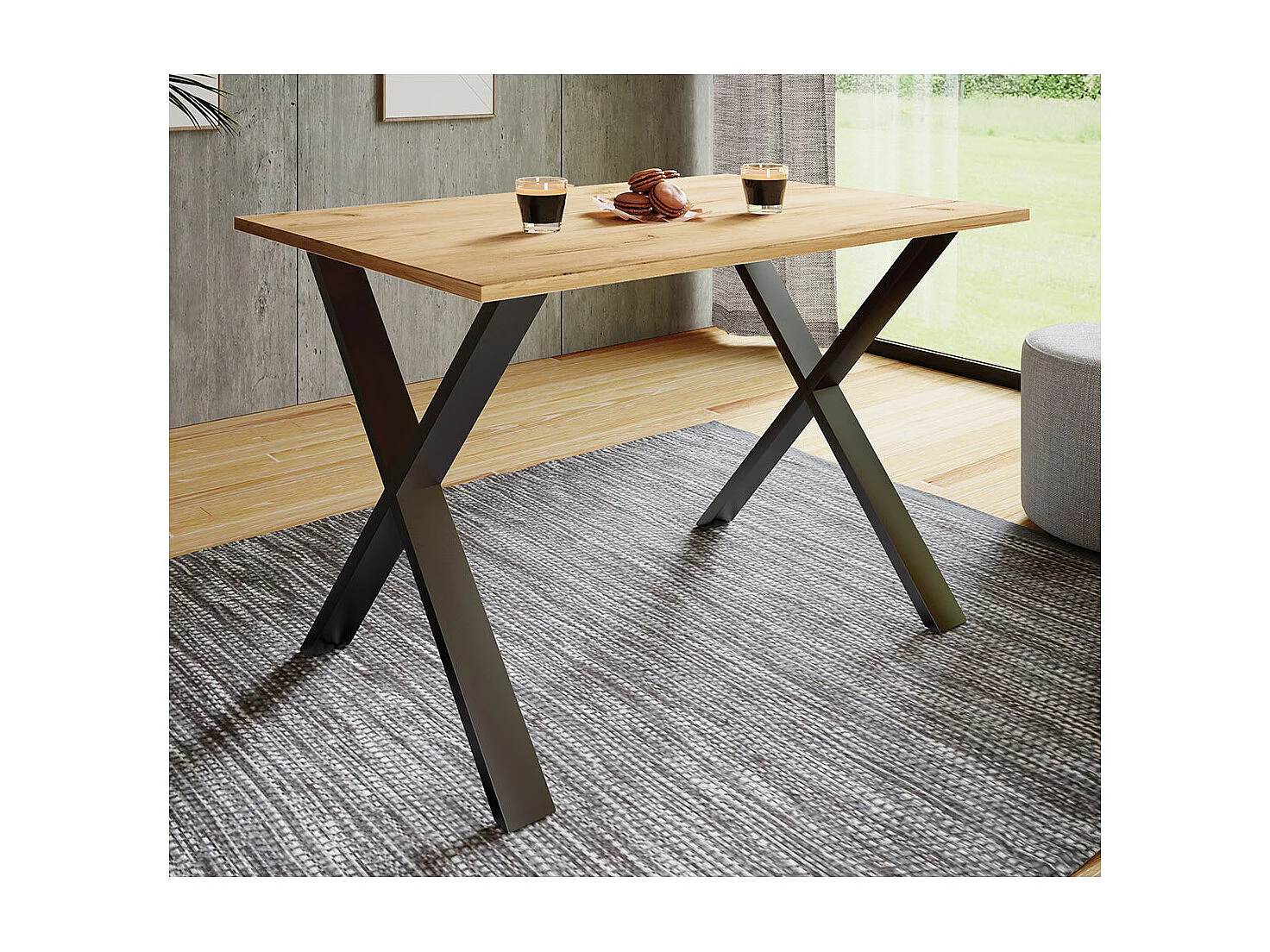 Dining table Xona Black / Honey oak H. 76 x W. 80 x D. 80 cm
