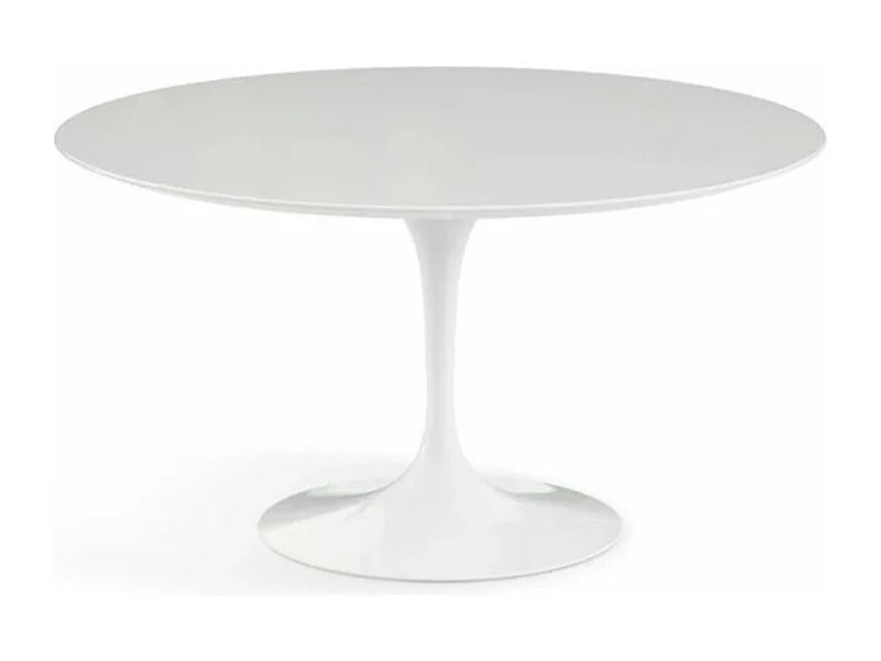Table tulipe ronde-Plateau Blanc mat-Diamètre 160 cm-Piètement Blanc mat