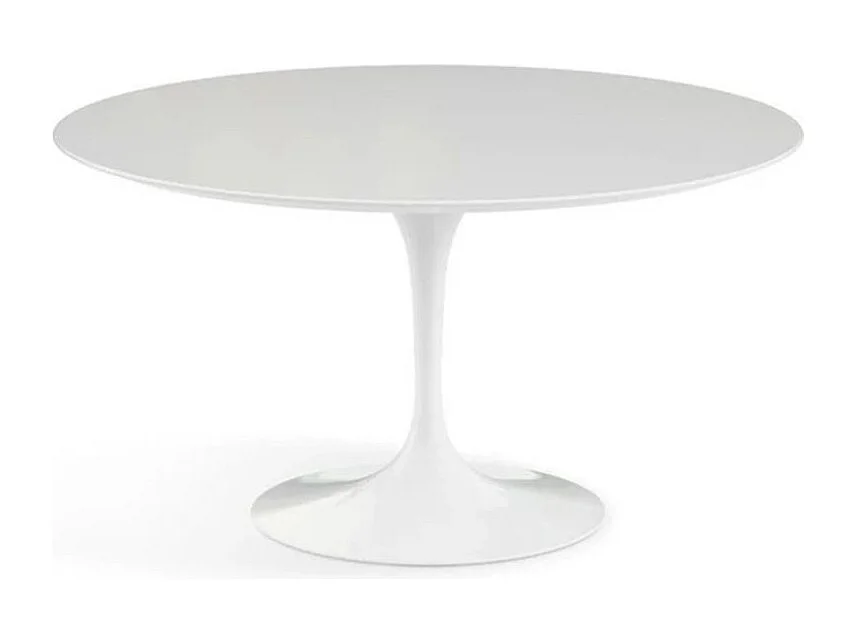 Table tulipe ronde-Plateau Blanc mat-Diamètre 160 cm-Piètement Blanc mat