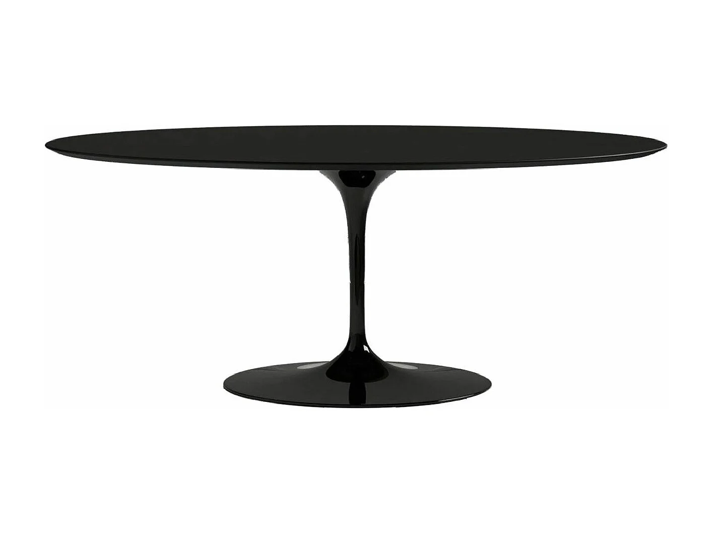 Table tulipe ovale-Plateau Noir mat-Largeur 240 cm-Piètement Noir mat