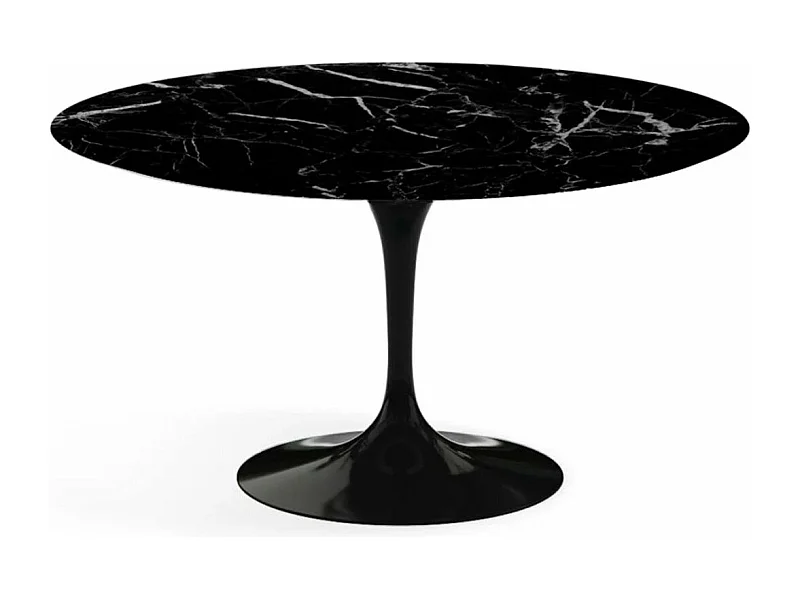 Hoogwaardige ronde marmeren tulpentafel-Plateau Marquinia zwart marmer-Diameter 120 cm-Baseren Glanzend zwart