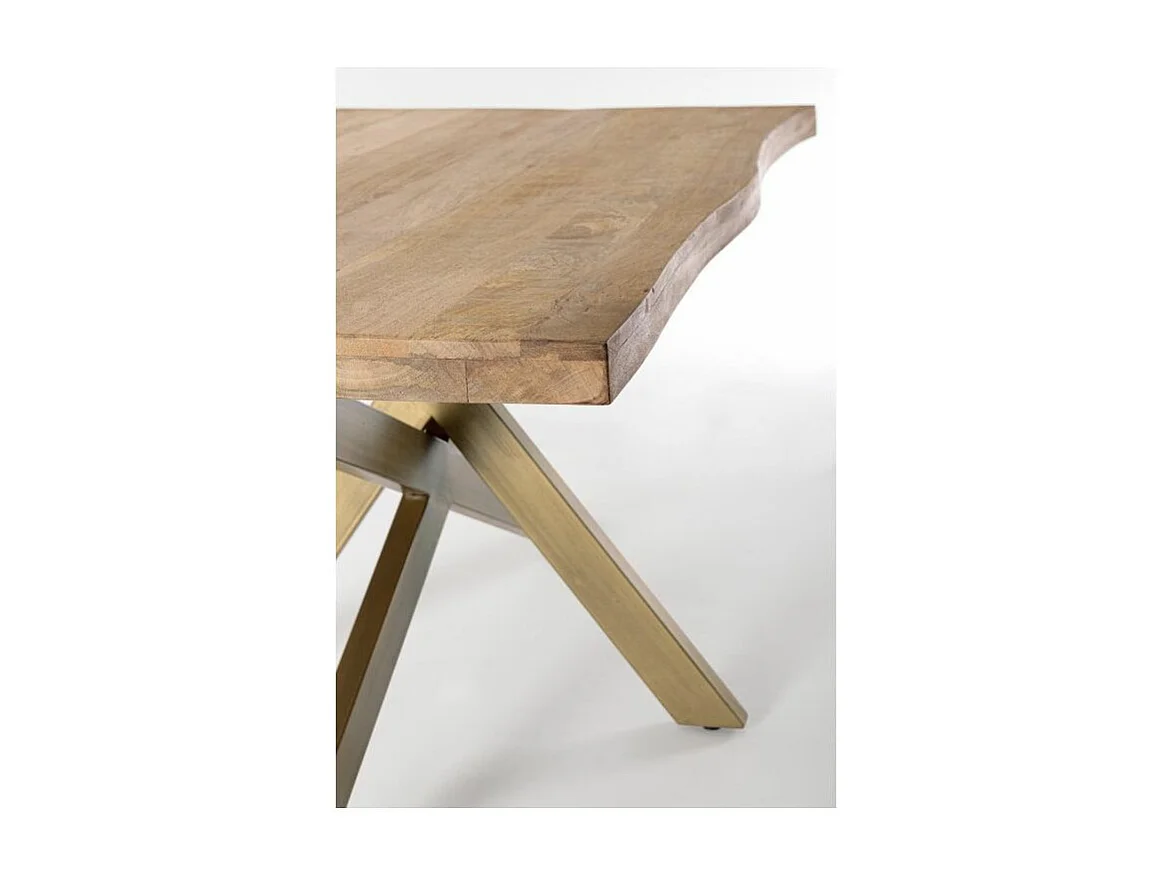 Table à manger bois de manguier naturel et pieds acier laiton mat Jonky 175cm