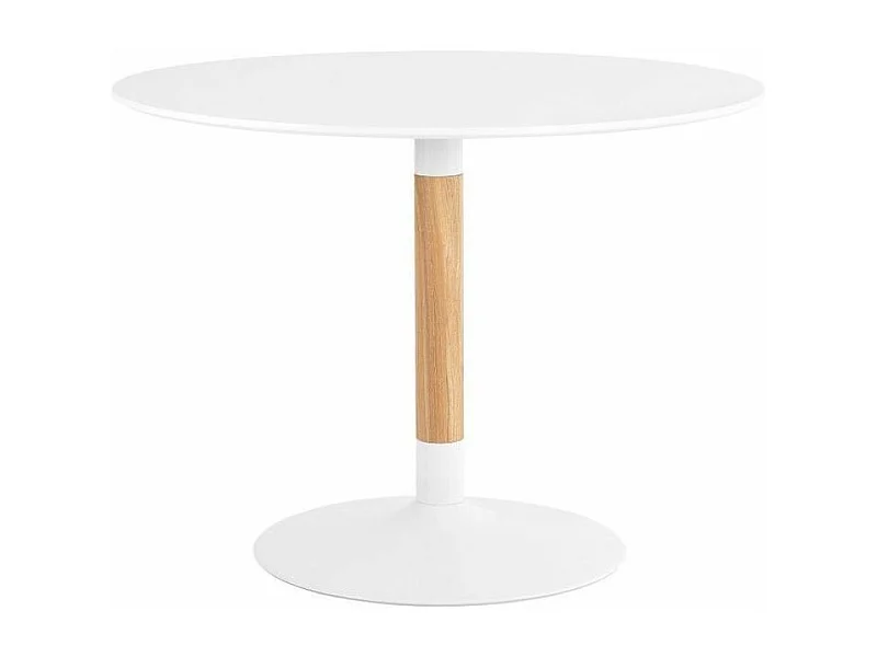 Table à manger ronde bois laqué blanc et pieds métal blanc Rika 100cm