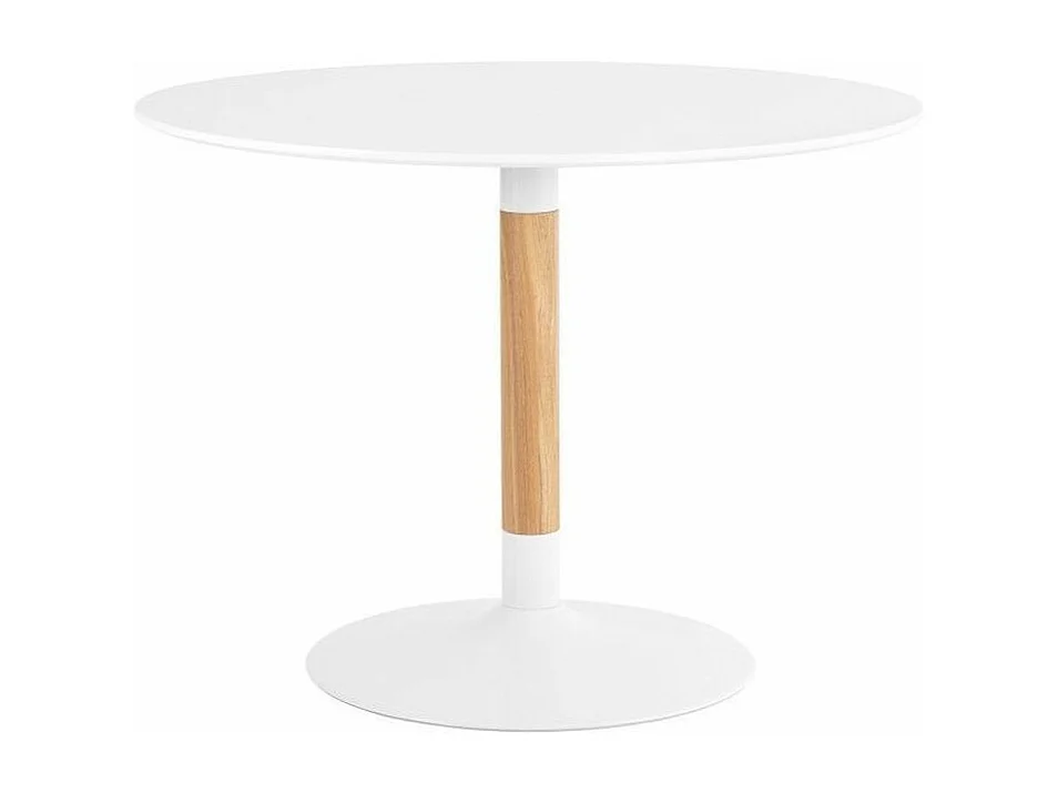 Table à manger ronde bois laqué blanc et pieds métal blanc Rika 100cm