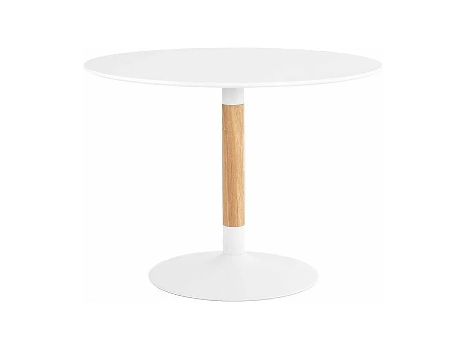 Table à manger ronde bois laqué blanc et pieds métal blanc Rika 100cm