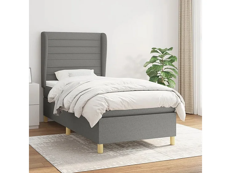 Sommier à lattes de lit avec matelas Gris foncé 80x200 Tissu