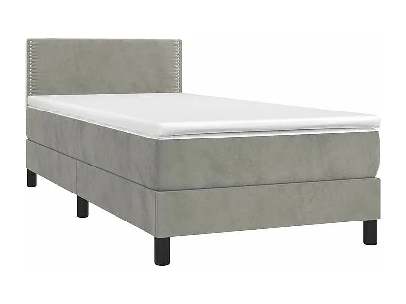 Sommier à lattes de lit avec matelas et LED Gris clair 90x200