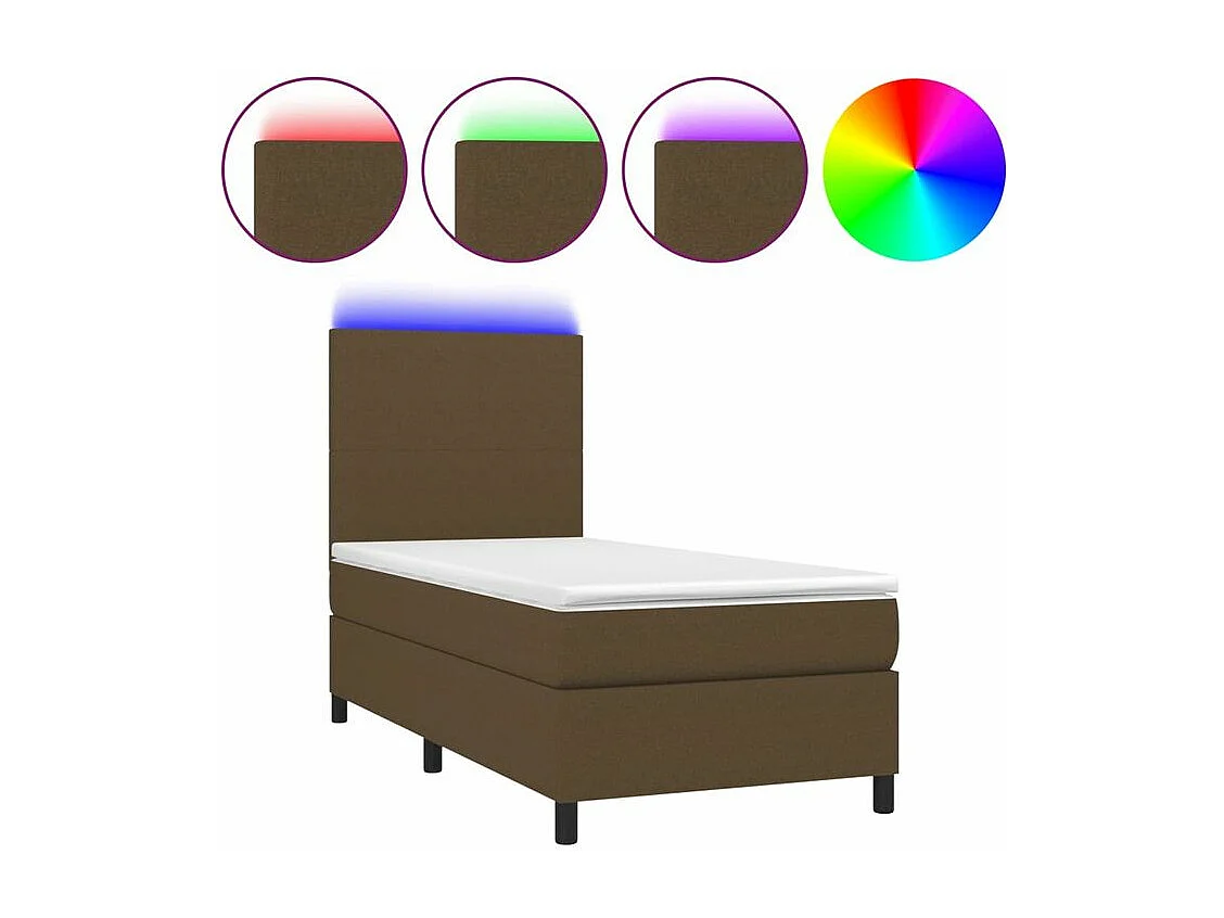 Sommier à lattes de lit et matelas et LED Marron foncé 90x190