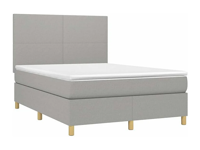 Sommier à lattes de lit et matelas et LED Gris clair 140x190