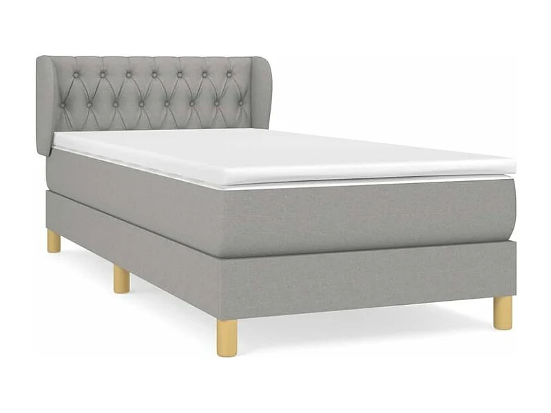 Sommier à lattes de lit avec matelas Gris clair 90x200 Tissu