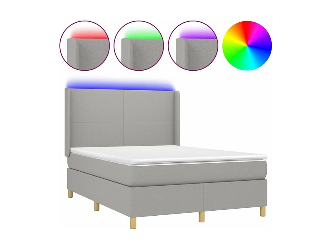 Sommier à lattes de lit matelas LED Gris clair 140x200 Tissu