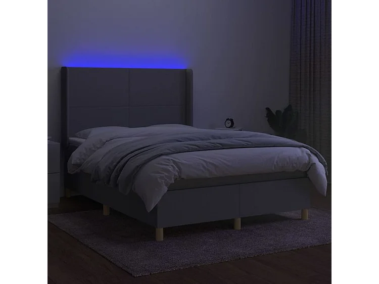 Sommier à lattes de lit matelas LED Gris clair 140x200 Tissu