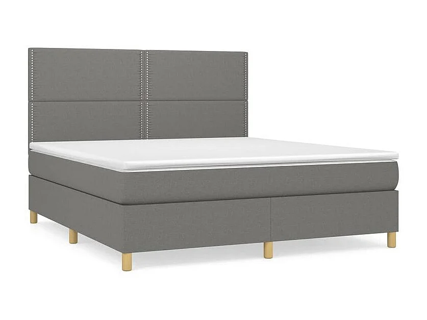Sommier à lattes de lit avec matelas Gris foncé 160x200 Tissu
