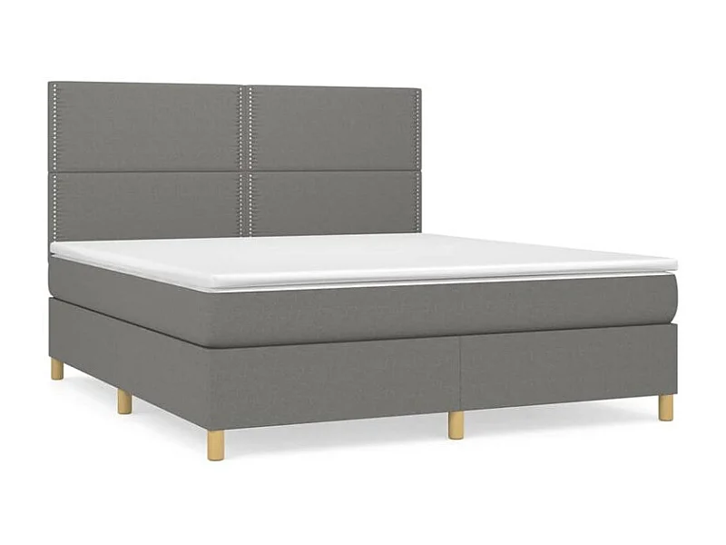 Sommier à lattes de lit avec matelas Gris foncé 160x200 Tissu