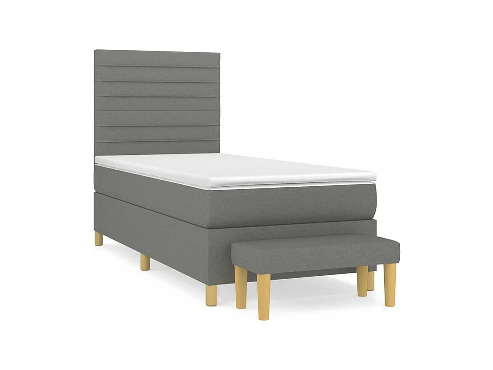 Sommier à lattes de lit et matelas Gris foncé 90x190 Tissu