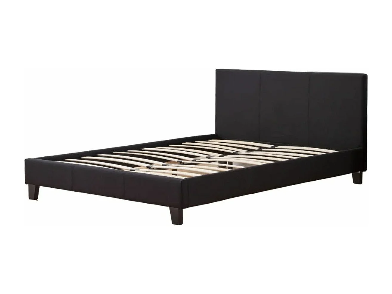 Lit double simili cuir Diag-Couleur Noir-140x190