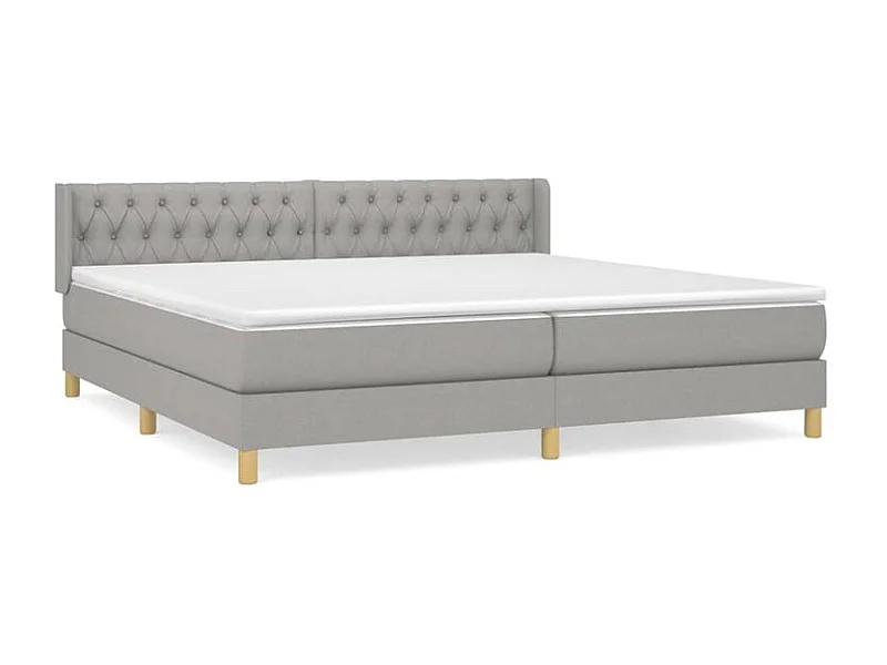 Sommier à lattes de lit avec matelas Gris clair 200x200 Tissu