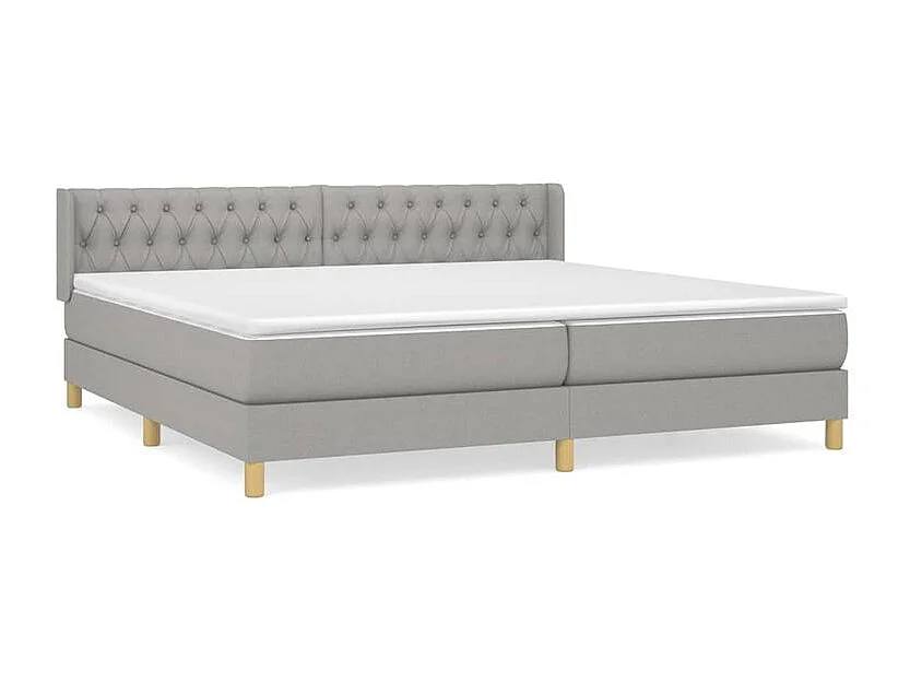 Sommier à lattes de lit avec matelas Gris clair 200x200 Tissu
