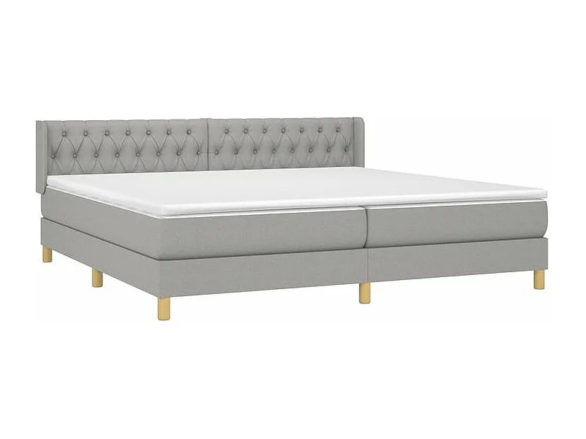 Sommier à lattes de lit avec matelas Gris clair 200x200 Tissu