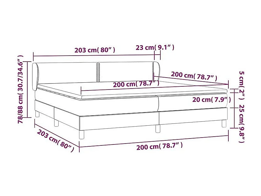 Sommier à lattes de lit avec matelas Noir 200x200 Tissu