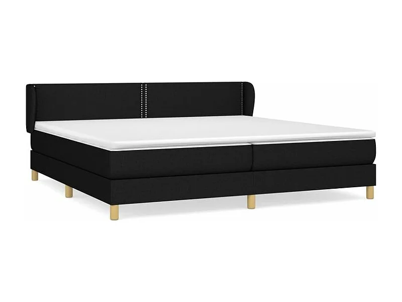 Sommier à lattes de lit avec matelas Noir 200x200 Tissu