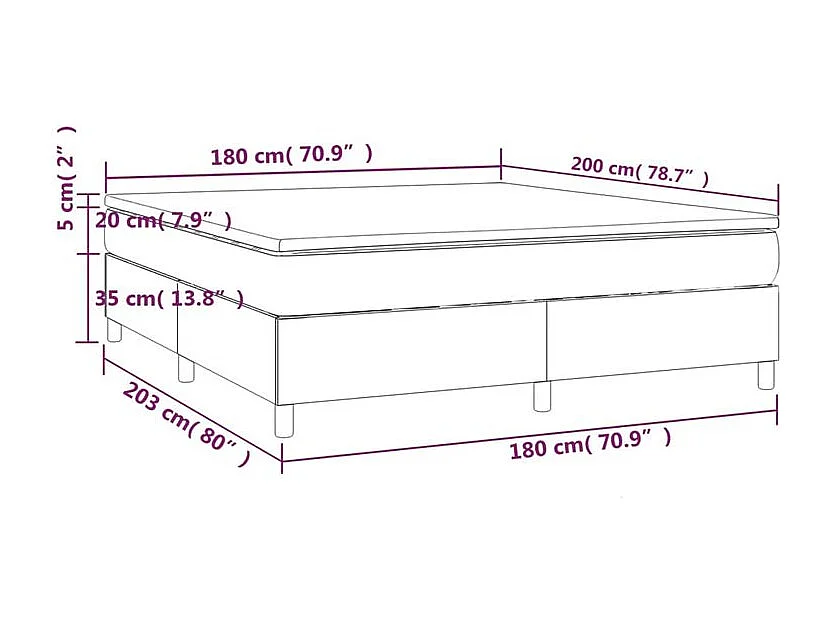 Sommier à lattes de lit et matelas Gris clair 180x200 Velours
