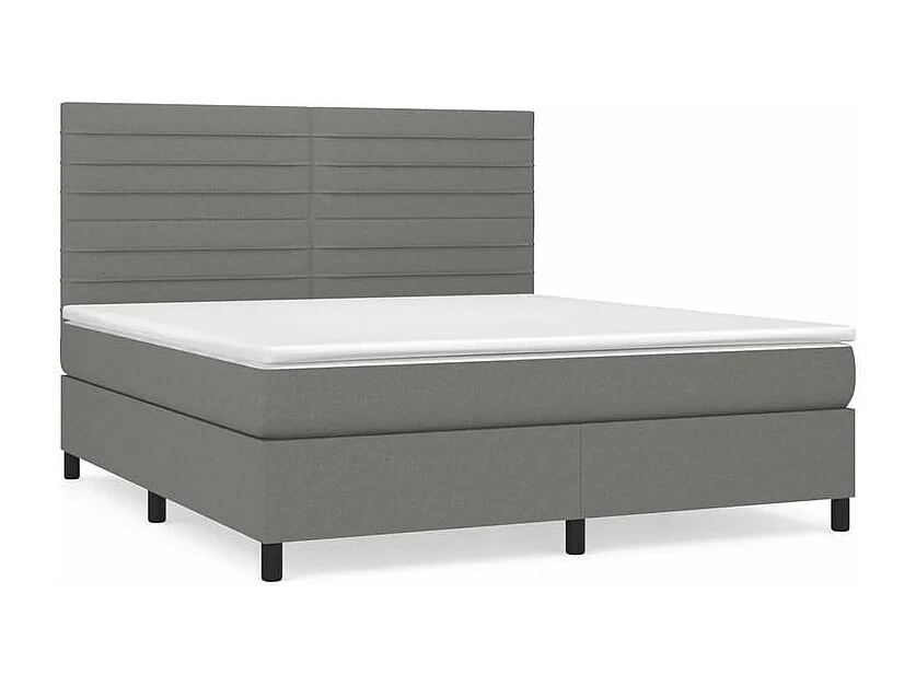 Sommier à lattes de lit avec matelas Gris foncé 180x200 Tissu