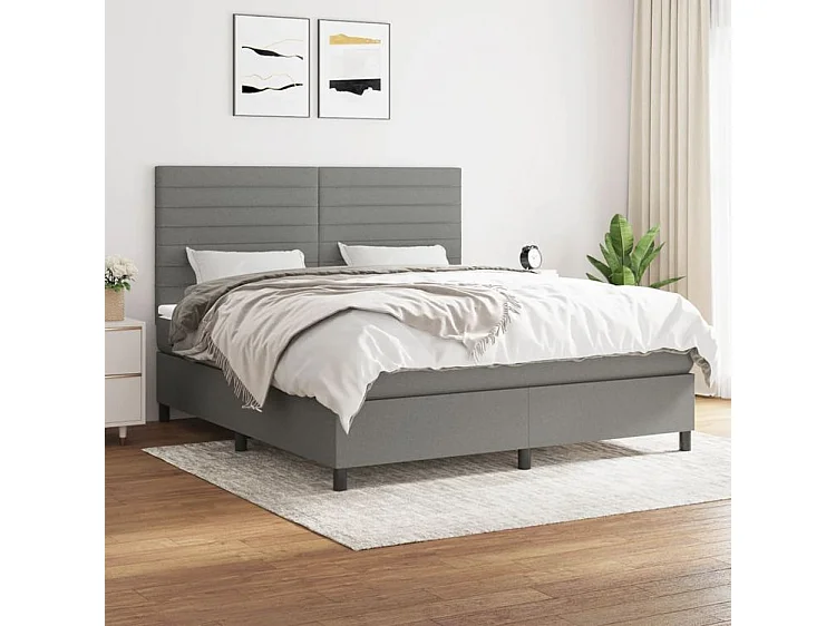 Sommier à lattes de lit avec matelas Gris foncé 180x200 Tissu