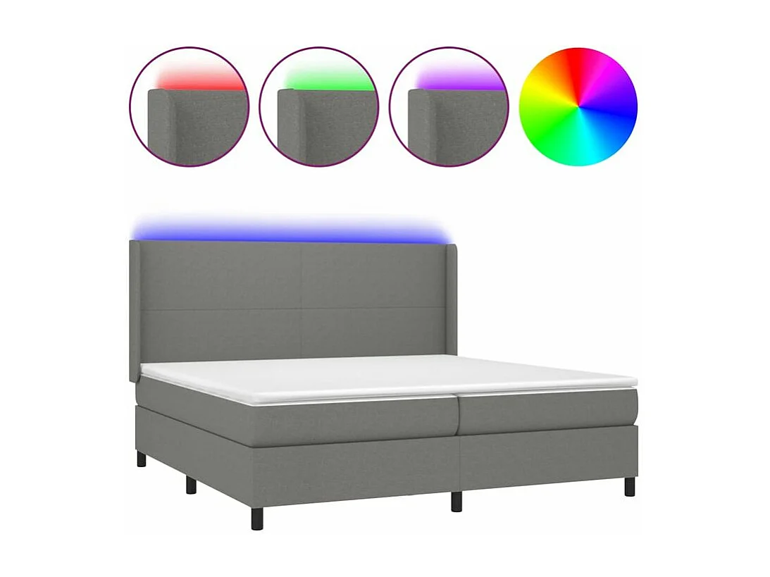 Sommier à lattes de lit matelas LED Gris foncé 200x200 Tissu
