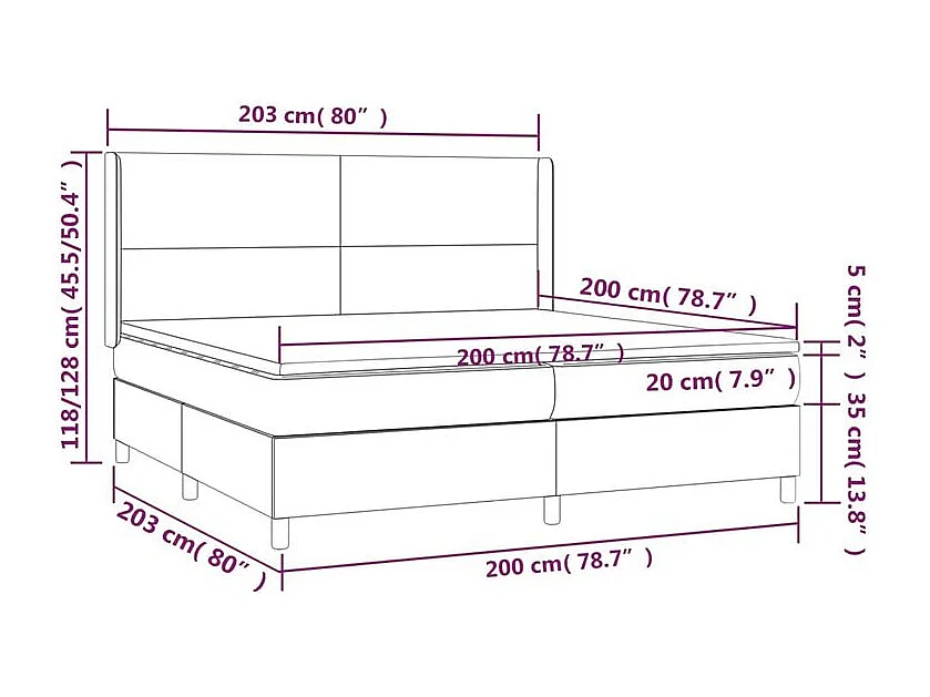Sommier à lattes de lit matelas LED Gris foncé 200x200 Tissu