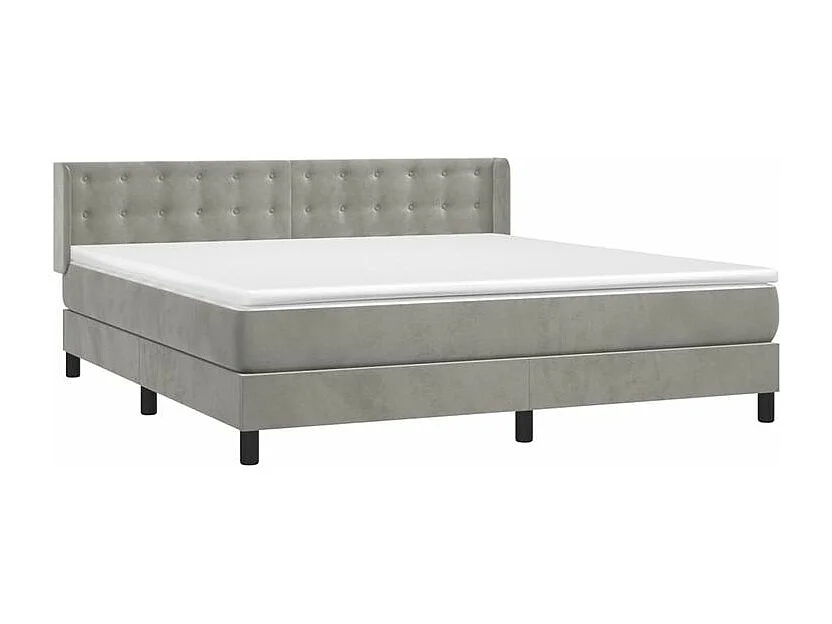 Sommier à lattes de lit et matelas Gris clair 160x200 Velours