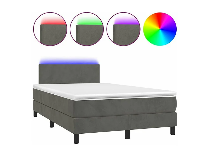 Sommier à lattes de lit avec matelas LED Gris foncé 120x200