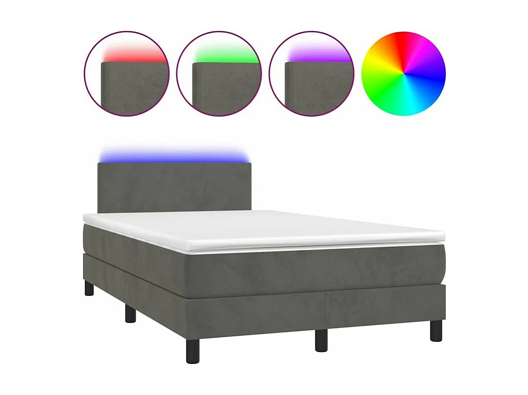 Sommier à lattes de lit avec matelas LED Gris foncé 120x200