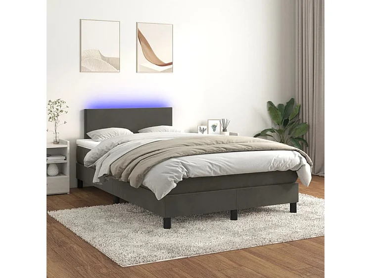 Sommier à lattes de lit avec matelas LED Gris foncé 120x200
