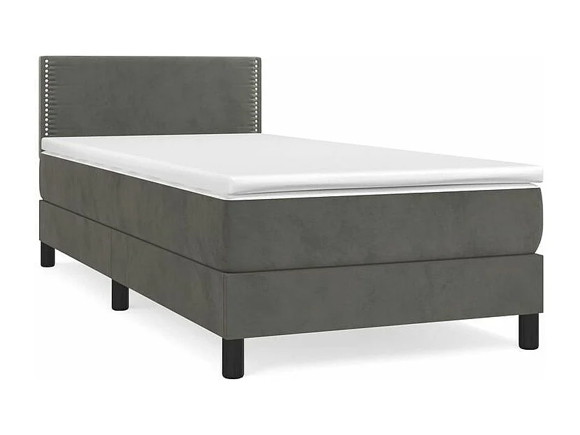 Sommier à lattes de lit et matelas Gris foncé 90x200 Velours