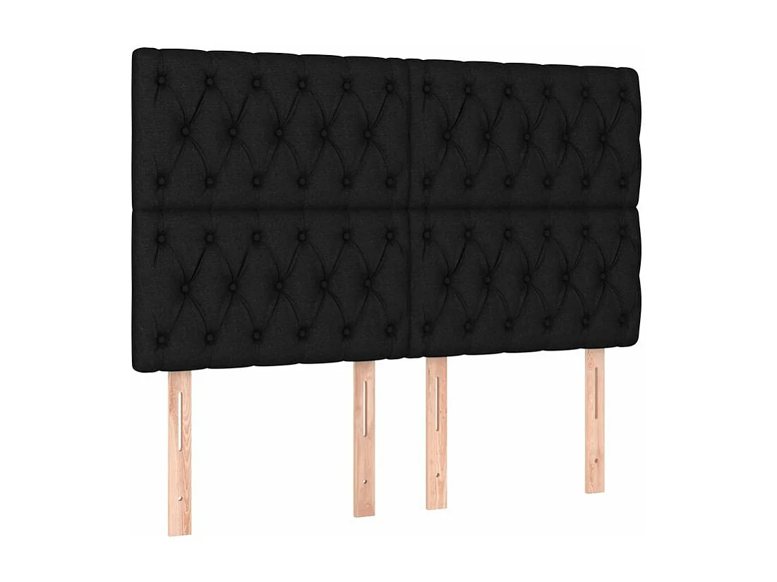 Sommier à lattes de lit et matelas et LED Noir 140x200 Tissu