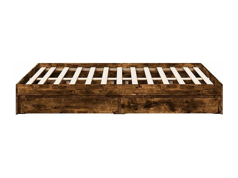 Cadre de lit et tiroirs chêne fumé 140x190 bois d'ingénierie