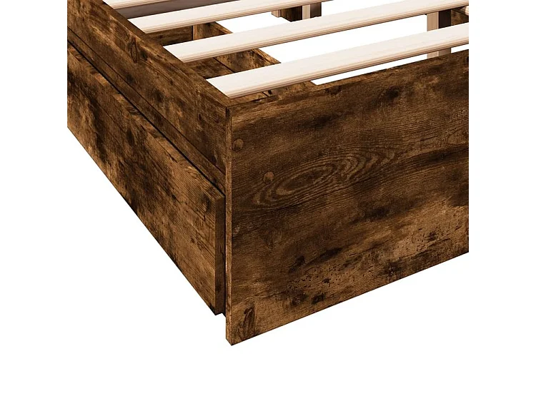 Cadre de lit et tiroirs chêne fumé 140x190 bois d'ingénierie