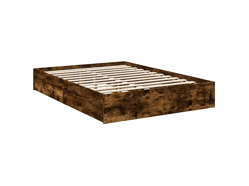 Cadre de lit et tiroirs chêne fumé 140x190 bois d'ingénierie