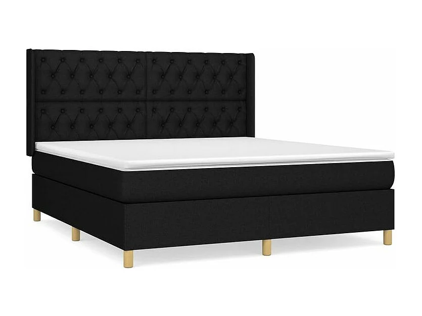 Sommier à lattes de lit avec matelas Noir 160x200 Tissu