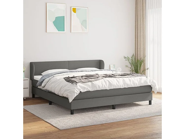 Sommier à lattes de lit avec matelas Gris foncé 160x200 Tissu