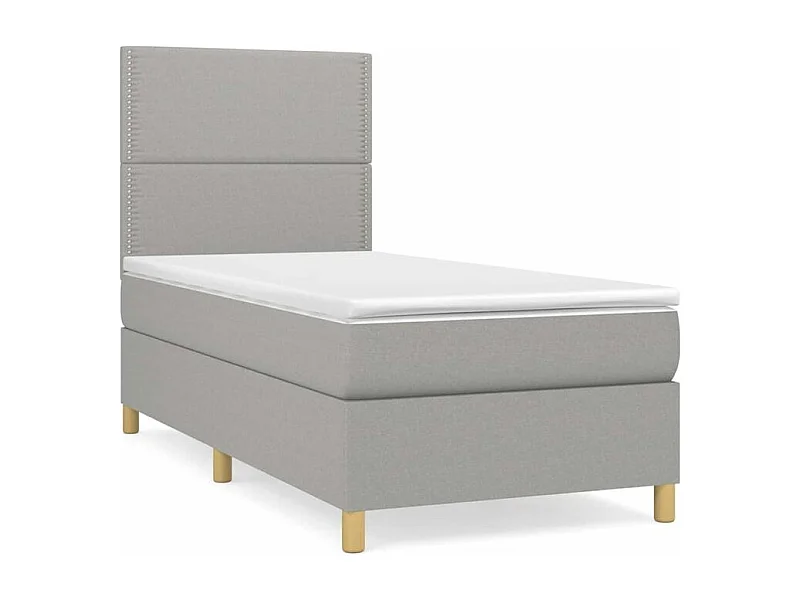Sommier à lattes de lit avec matelas Gris clair 100x200 Tissu