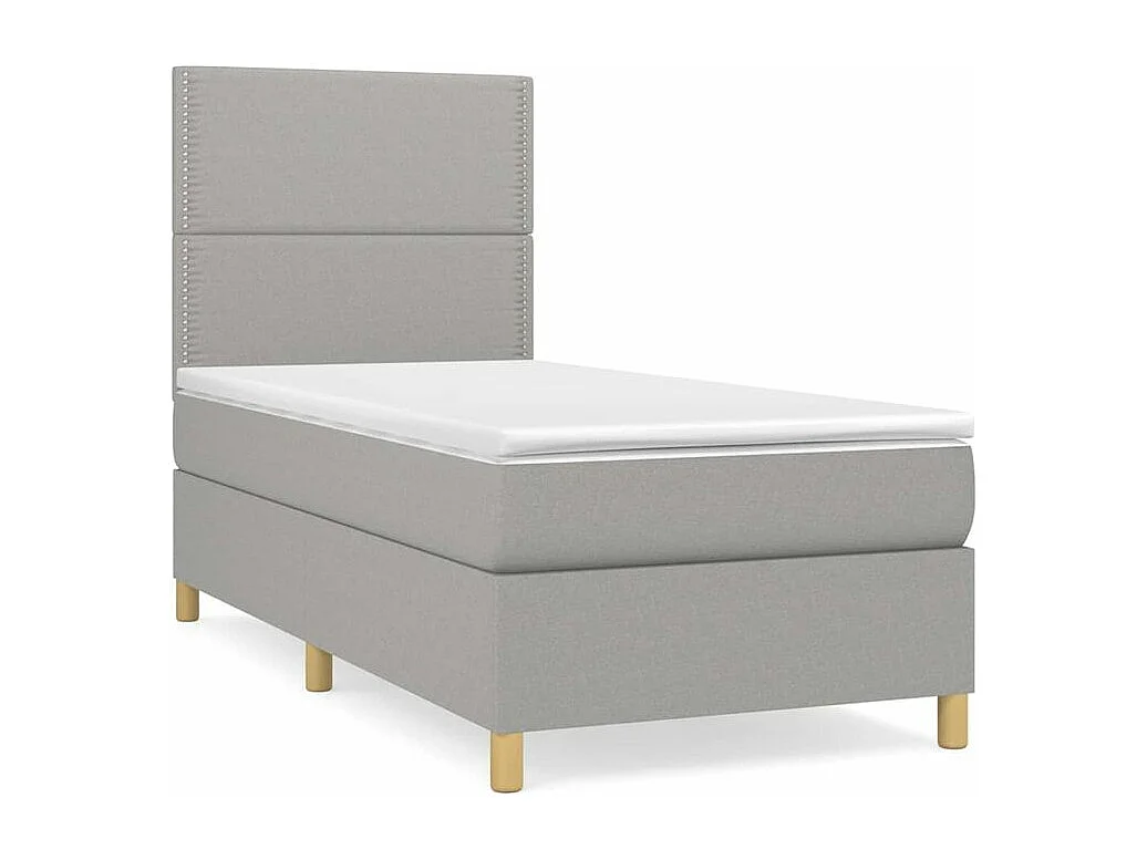 Sommier à lattes de lit avec matelas Gris clair 100x200 Tissu
