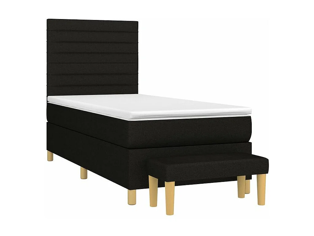 Sommier à lattes de lit avec matelas Noir 90x190 Tissu