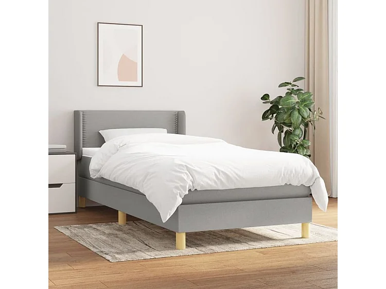 Sommier à lattes de lit avec matelas Gris clair 90x200 Tissu