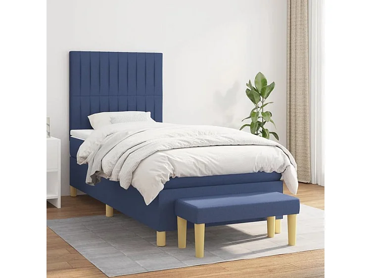 Sommier à lattes de lit avec matelas Bleu 80x200 Tissu