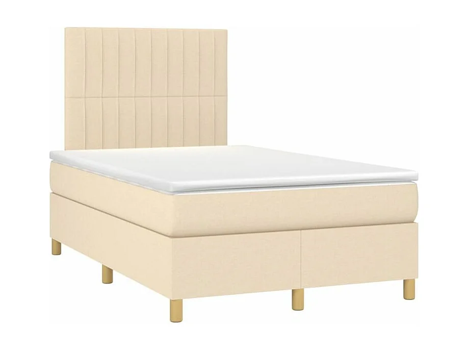 Sommier à lattes de lit et matelas et LED Crème 120x200 Tissu