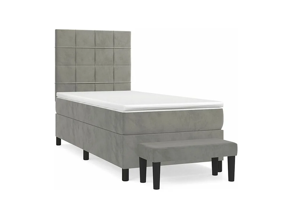 Sommier à lattes de lit et matelas Gris clair 90x200 Velours