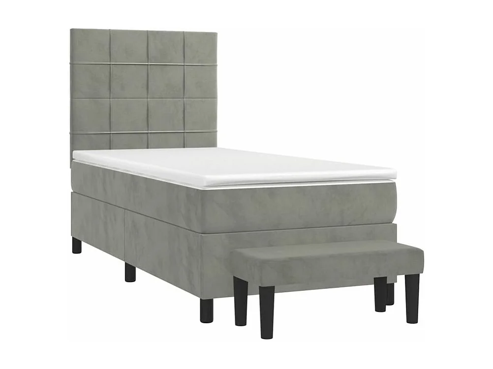 Sommier à lattes de lit et matelas Gris clair 90x200 Velours